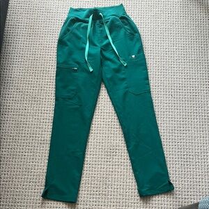 Figs High Waisted Yola Skinny Scub Pants Hunter Green